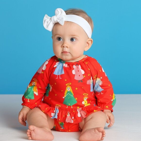 NEW Stella McCartney Christmas Angel Print Twill Dress and Bloomers Set 24m - Picture 1 of 7